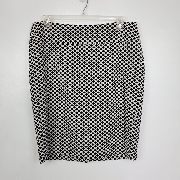 Lane Bryant Black White Taupe Moroccan Print Classic Career Pencil Skirt Size 18 - Picture 1 of 12